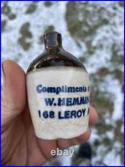 Rare Unlisted Miniature Liquor Jug, Walter Hemming, 168 Leroy Ave, Buffalo NY