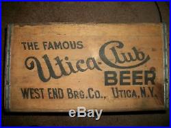 Rare Utica Club Wooden Beer Bottle Crate Box New York Wood Nice
