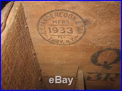 Rare Vintage 1933 Quandt Brewing Beer Vandercook Bottle Wooden Box Crate Troy Ny
