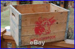 Rare Vintage Meadowbrook Dairy Farm Bronx N. Y. Wood Milk Bottle Adv. Crate Box