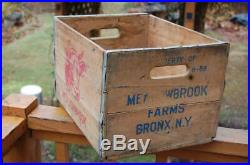 Rare Vintage Meadowbrook Dairy Farm Bronx N. Y. Wood Milk Bottle Adv. Crate Box