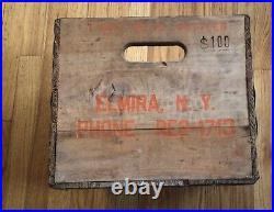 Rare Vintage Orange Fawn Beverage Soda Bottle Wood Box Crate Elmira NY Very Nice