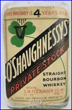 Rare Vtg Irish Whiskey Bottle with Labels O'shaughnessys' Private Stock Buffalo NY