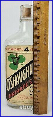 Rare Vtg Irish Whiskey Bottle with Labels O'shaughnessys' Private Stock Buffalo NY