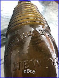 Rare Yellow Amber Turners New York Barrel Bitters Bottle