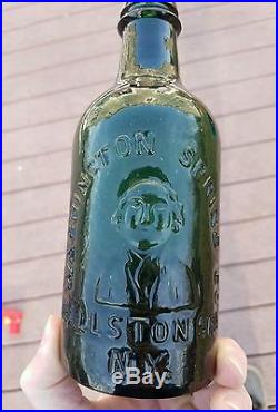 Rare deep Emerald green Washington Spring Ballston Spa NY mineral water bottle