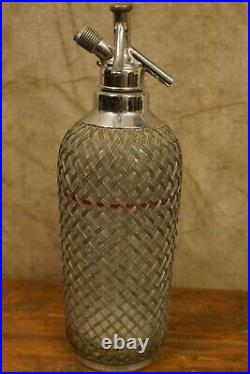 Roaring 20's Glass Seltzer Bottle RED Strip! Sparklets Corp New York