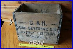S&H Home Beverage Seltzer Bottle Crate wooden Storage box shipping Vintage NY