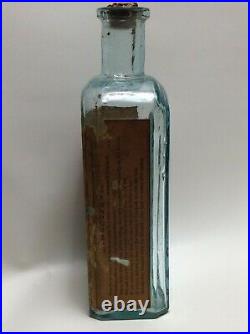 SCARCE 1870s Labeled Embossed Aqua Poor Mans Family Bitters Bottle Oswego N. Y