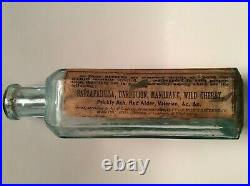 SCARCE EARLY LABEL 1870s Poor Mans Family Bitters Oswego, NY Medicine Cure Bottle