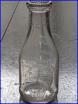 SCARCE Vtg MOHAWK FARMS-STATEN ISLAND New York-NY DAIRY MILK BOTTLE Indian Chief