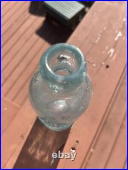 SPARKLING 1880s Conn Soda Hunter NY Old AQUA Blob Top Bottle SCARCE RARE