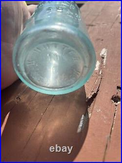 SPARKLING 1880s Conn Soda Hunter NY Old AQUA Blob Top Bottle SCARCE RARE