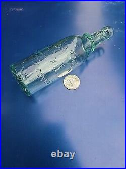 SPARKLING 1880s W. J. Young Glen Cove, NY? Old AQUA Blob Top New York Beer Bottle