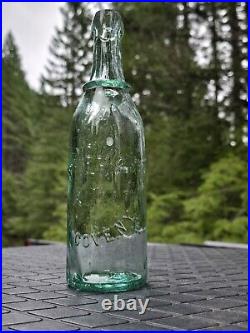 SPARKLING 1880s W. J. Young Glen Cove, NY? Old AQUA Blob Top New York Beer Bottle