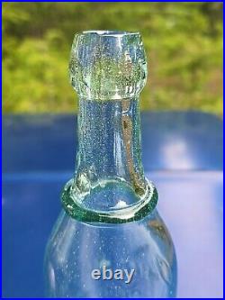 SPARKLING 1880s W. J. Young Glen Cove, NY? Old AQUA Blob Top New York Beer Bottle