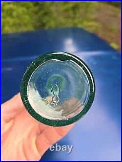 SPARKLING 1880s W. J. Young Glen Cove, NY? Old AQUA Blob Top New York Beer Bottle