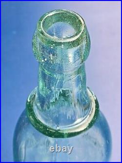 SPARKLING 1880s W. J. Young Glen Cove, NY? Old AQUA Blob Top New York Beer Bottle