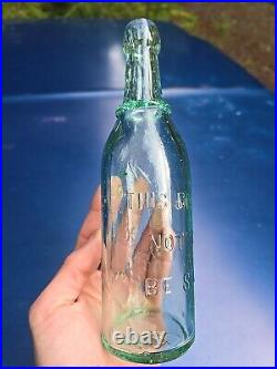 SPARKLING 1880s W. J. Young Glen Cove, NY? Old AQUA Blob Top New York Beer Bottle