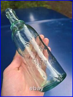 SPARKLING 1880s W. J. Young Glen Cove, NY? Old AQUA Blob Top New York Beer Bottle