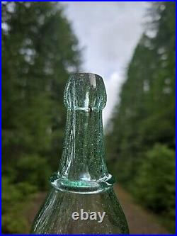 SPARKLING 1880s W. J. Young Glen Cove, NY? Old AQUA Blob Top New York Beer Bottle