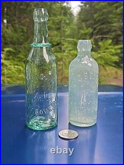 SPARKLING 1880s W. J. Young Glen Cove, NY? Old AQUA Blob Top New York Beer Bottle