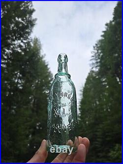 SPARKLING 1880s W. J. Young Glen Cove, NY? Old AQUA Blob Top New York Beer Bottle