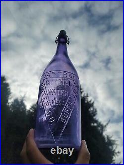 SPectacular Jumbo Amethyst Buffalo New York Bottle? 1880s Crystal Water W Top