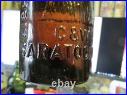 Saratoga, N. Y. Highrock Congress Spring 1767 C&W Mineral Water Bottle Pint AMBER