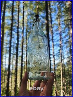 Scarce 1880s Blob Top New York Picture Soda? Quart Bartender GB Seely's Bottle