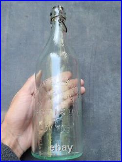 Scarce 1880s Blob Top New York Picture Soda? Quart Bartender GB Seely's Bottle