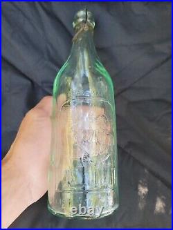 Scarce 1880s Blob Top New York Picture Soda? Quart Bartender GB Seely's Bottle