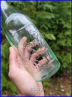 Scarce 1880s Blob Top New York Picture Soda? Quart Bartender GB Seely's Bottle