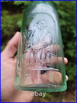 Scarce 1880s Blob Top New York Picture Soda? Quart Bartender GB Seely's Bottle