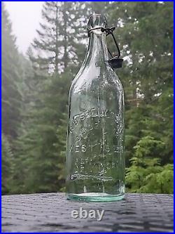 Scarce 1880s Blob Top New York Picture Soda? Quart Bartender GB Seely's Bottle