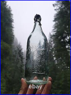 Scarce 1880s Blob Top New York Picture Soda? Quart Bartender GB Seely's Bottle