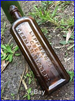 Scarce Antique BItters Bottle LIPPMANS GREAT GERMAN BITTERS NEW YORK SAVANNAH