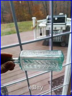 Scarce B. Denton / Floral Plume / Auburn NY Open Pontil Medicine Bottle