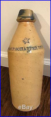 Scarce Chas P Schaefer Reg'std Cobalt STAR Stoneware Beer Bottle Poughkeepsie NY