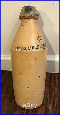 Scarce Chas P Schaefer Reg'std Cobalt STAR Stoneware Beer Bottle Poughkeepsie NY