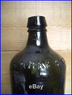 Scarce Green Clarke & Co New-york Spring Mineral Water Bottle Iron Pontil Ny