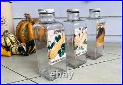 Set of 3 VTG 1959 PAGE'S SEED Quart Glass Jars with Tops + Seed Tags, Greene, NY