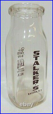 Stalker's Milk Bottle Stalker Dairy Farm Ravena NY Albany County 1945 Rare Nice