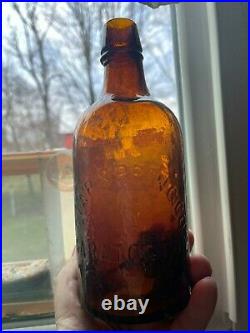Star Spring Co 1800 Mineral Water Saratoga New York Amber Bottle 7.5x3 Mint