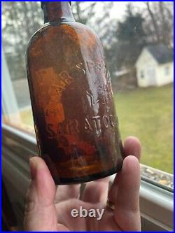 Star Spring Co 1800 Mineral Water Saratoga New York Amber Bottle 7.5x3 Mint