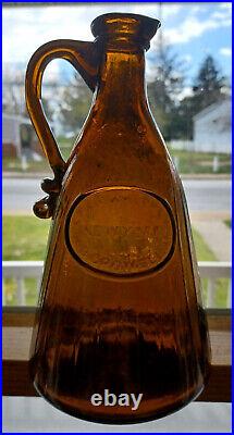 Star Whiskey W. B Crowell New York Amber Handled Pontiled Whiskey Bottle