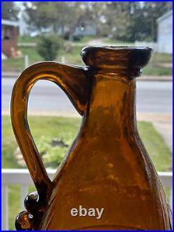 Star Whiskey W. B Crowell New York Amber Handled Pontiled Whiskey Bottle