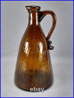 Star Whiskey W. B Crowell New York Amber Handled Pontiled Whiskey Bottle