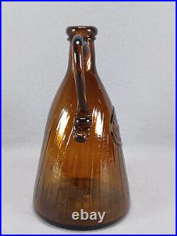 Star Whiskey W. B Crowell New York Amber Handled Pontiled Whiskey Bottle