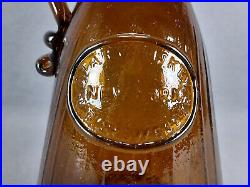 Star Whiskey W. B Crowell New York Amber Handled Pontiled Whiskey Bottle